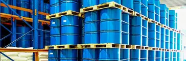 Steel drums in warehouse