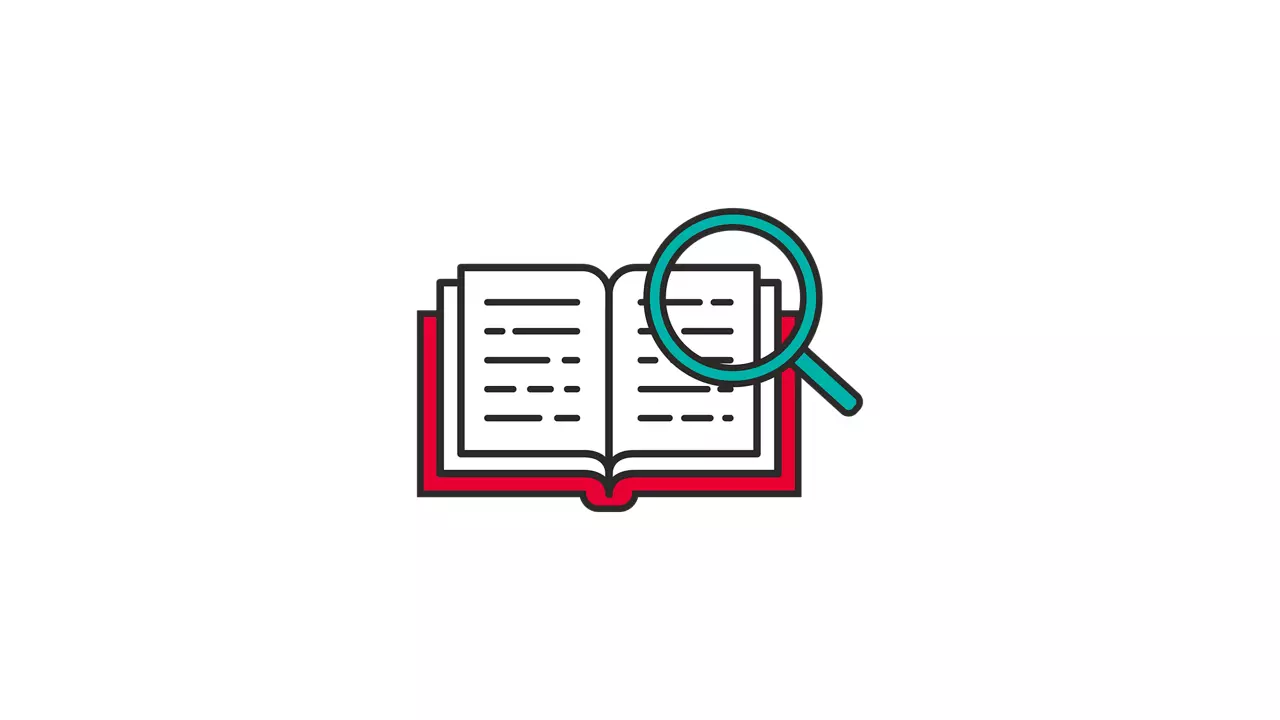 A book with a magnifying glass